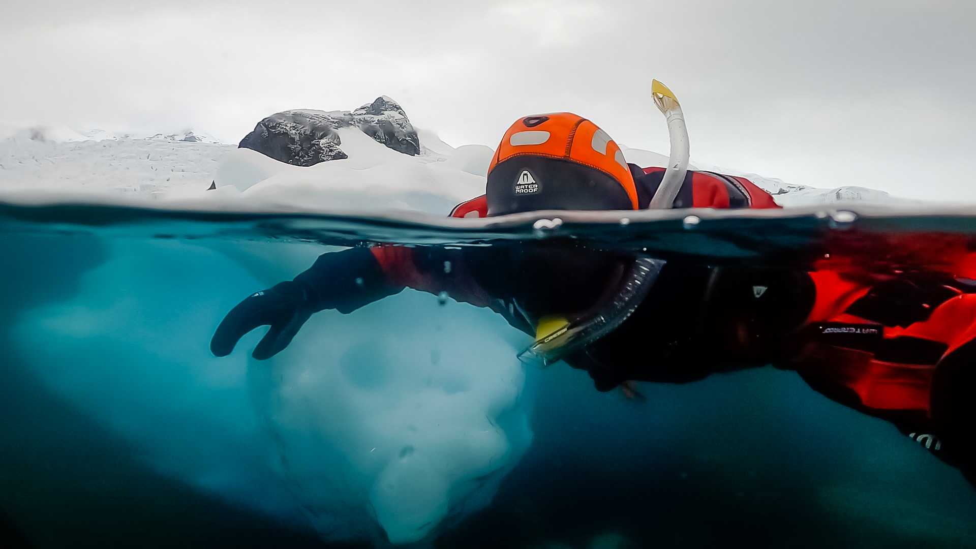 Snorkeler with ice, Lina Stock @ Divergent Travelers