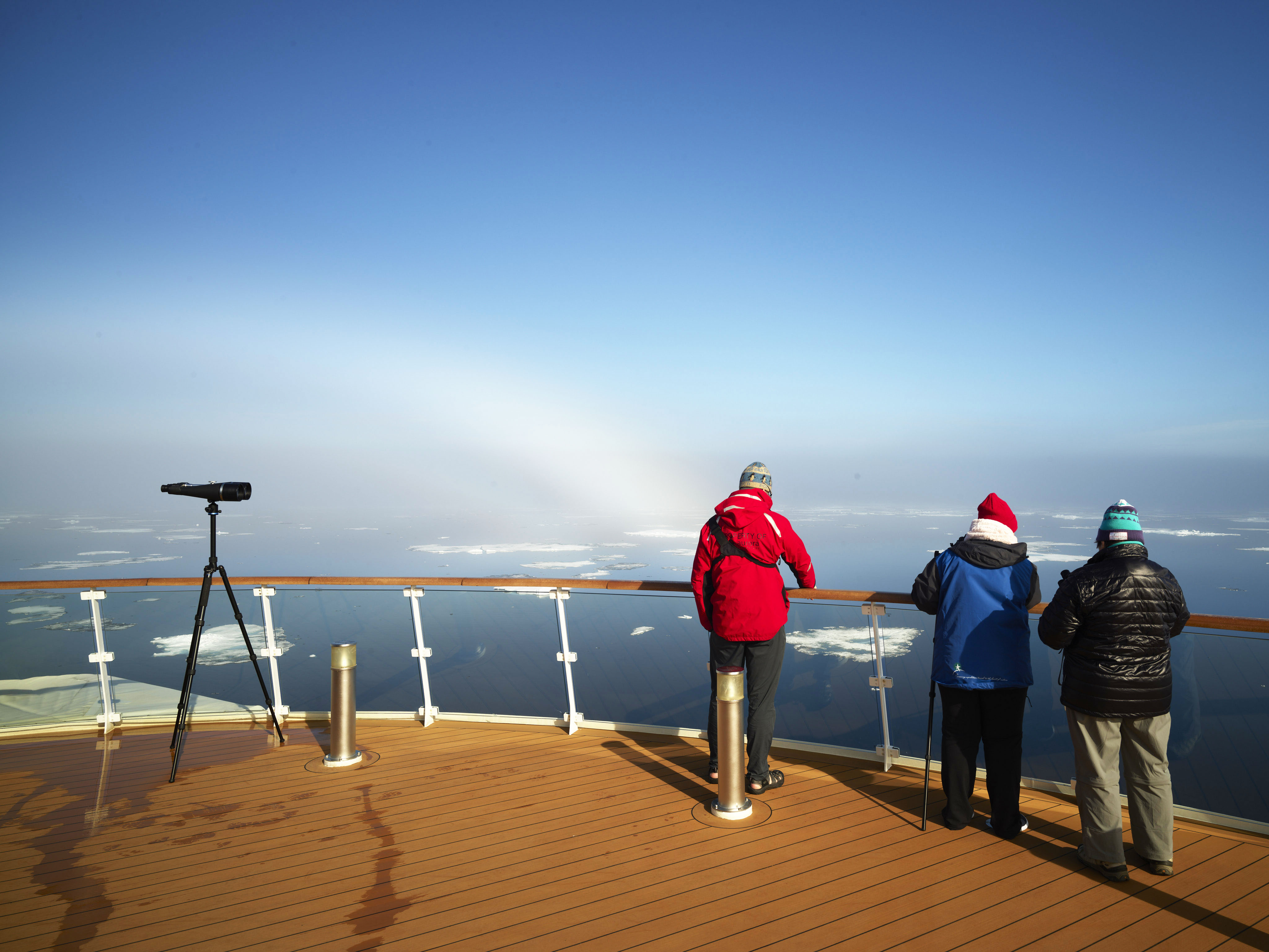 E-Team and Passengers on Deck of the Greg Mortimer, SeaIce, Peter Eastway