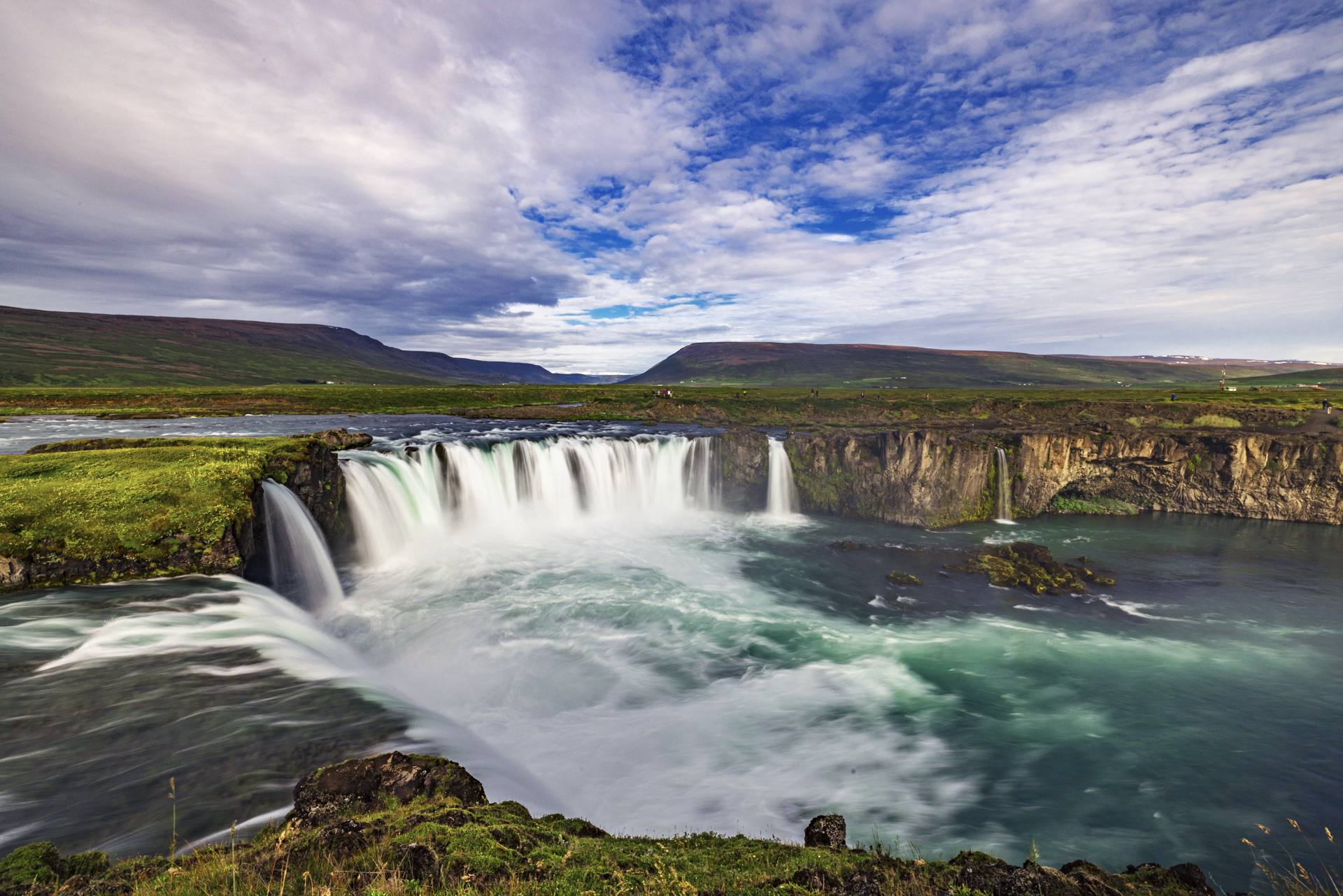 Marvel at Goðafoss waterfall in North Iceland, one of the most spectacular in the country